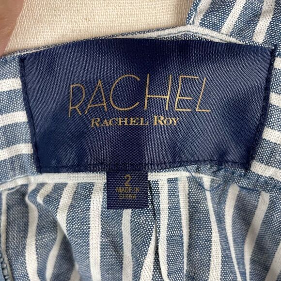 NWT RACHEL Rachel Roy Navy Blue and White Striped Midi Dress Size 2 - Picture 9 of 10